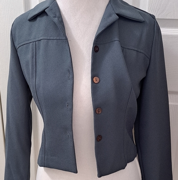 Vintage AGB Olive Green Cropped Jacket  Size 4P - Picture 7 of 9